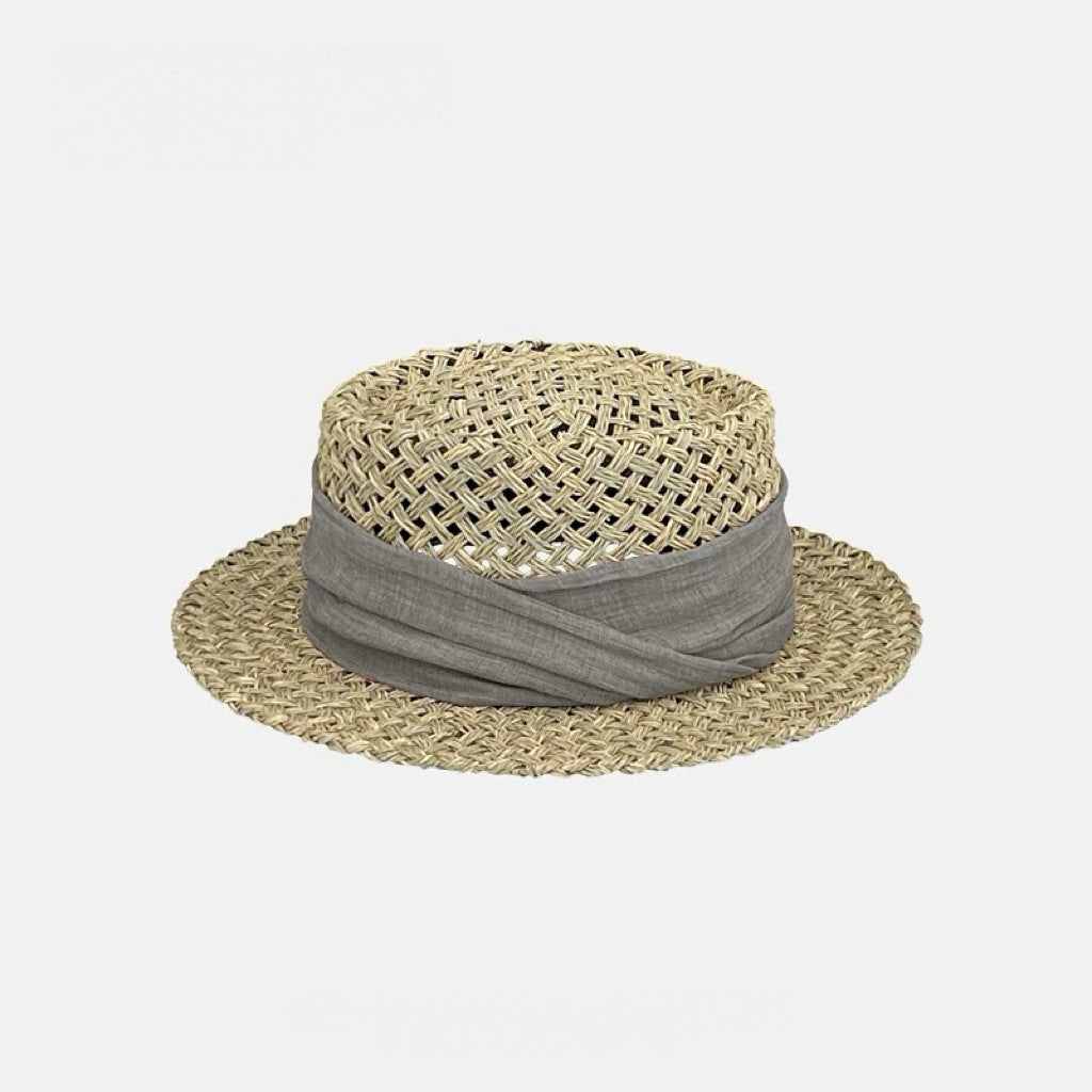 Woven Straw Wide Brim Hat with Bow Band