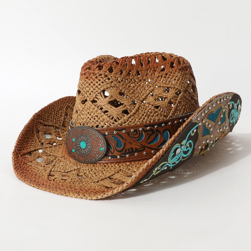 Vintage Open Weave Wide Brim Cowboy Hat