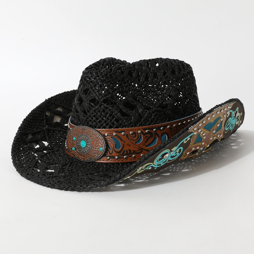 Vintage Open Weave Wide Brim Cowboy Hat