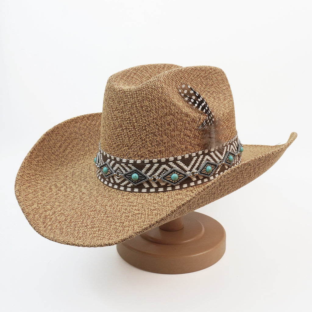 Vintage Woven Wide Brim Cowboy Hat