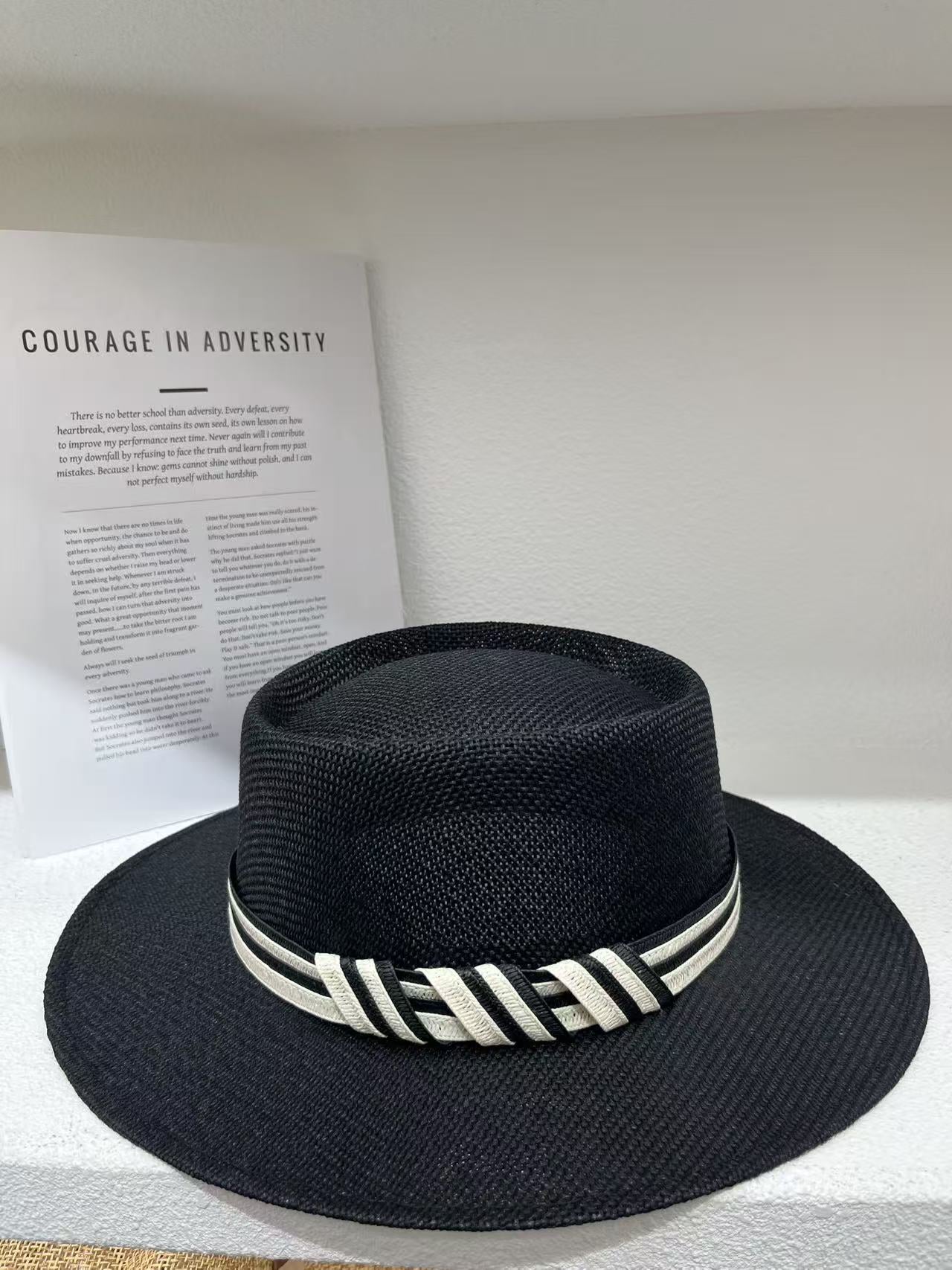 Linen Fiber Cone Wide Brim Hat