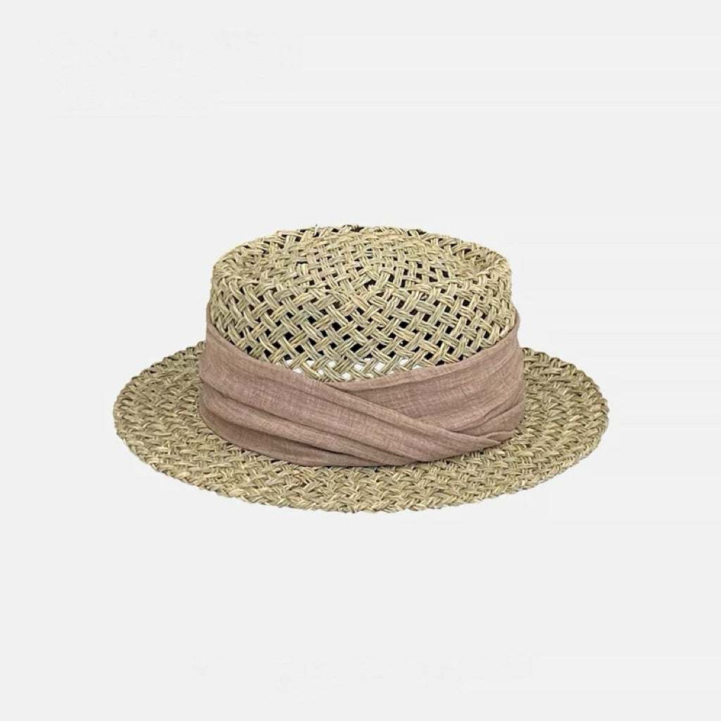 Woven Straw Wide Brim Hat with Bow Band