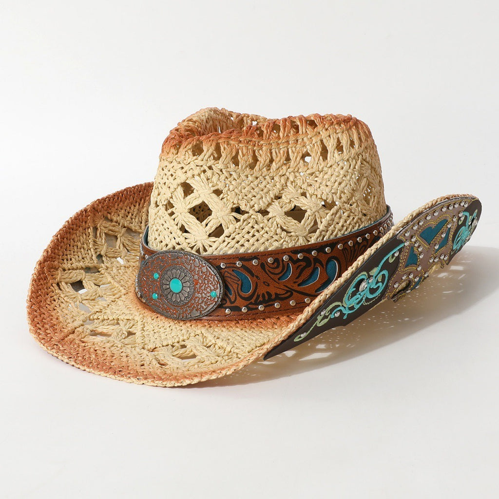 Vintage Open Weave Wide Brim Cowboy Hat