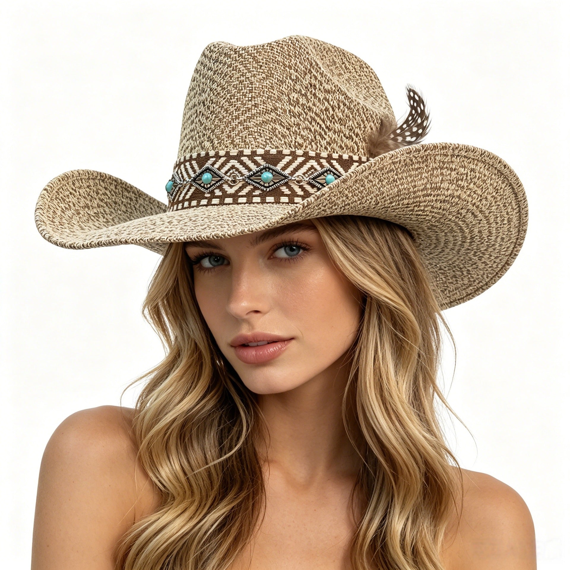 Vintage Woven Wide Brim Cowboy Hat
