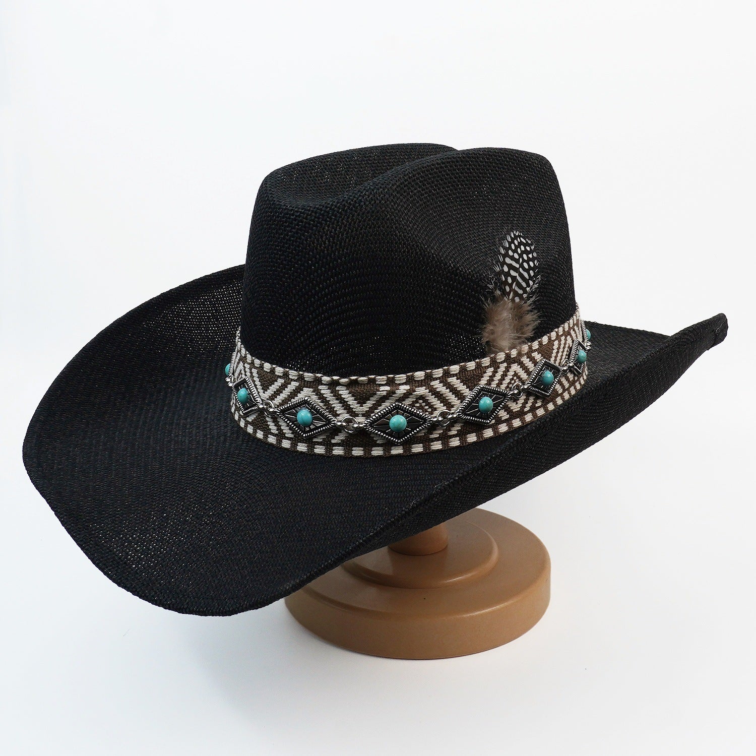 Vintage Woven Wide Brim Cowboy Hat