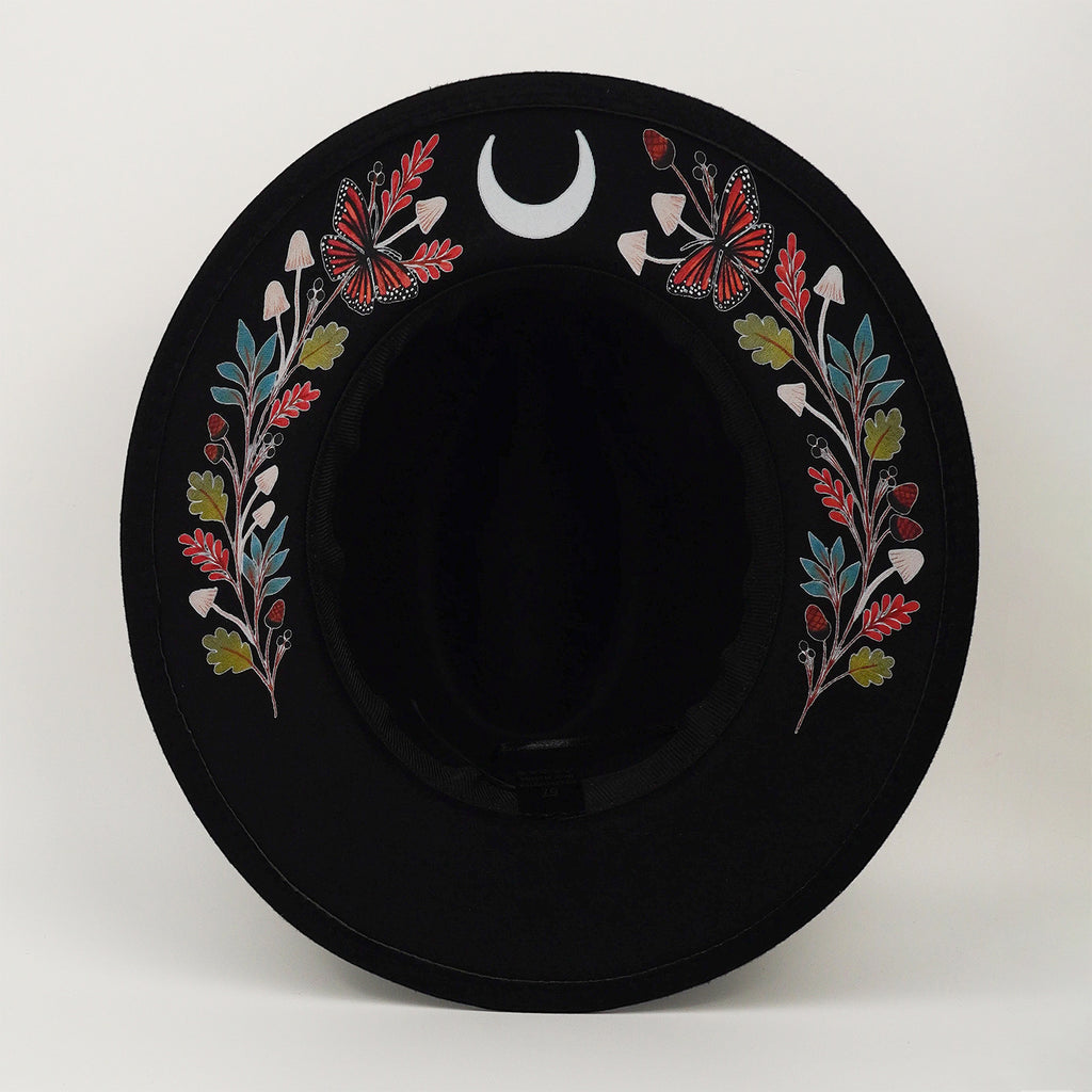 Embroidered Wide Brim Felt Hat