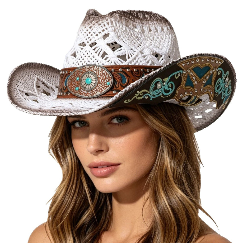 Vintage Open Weave Wide Brim Cowboy Hat