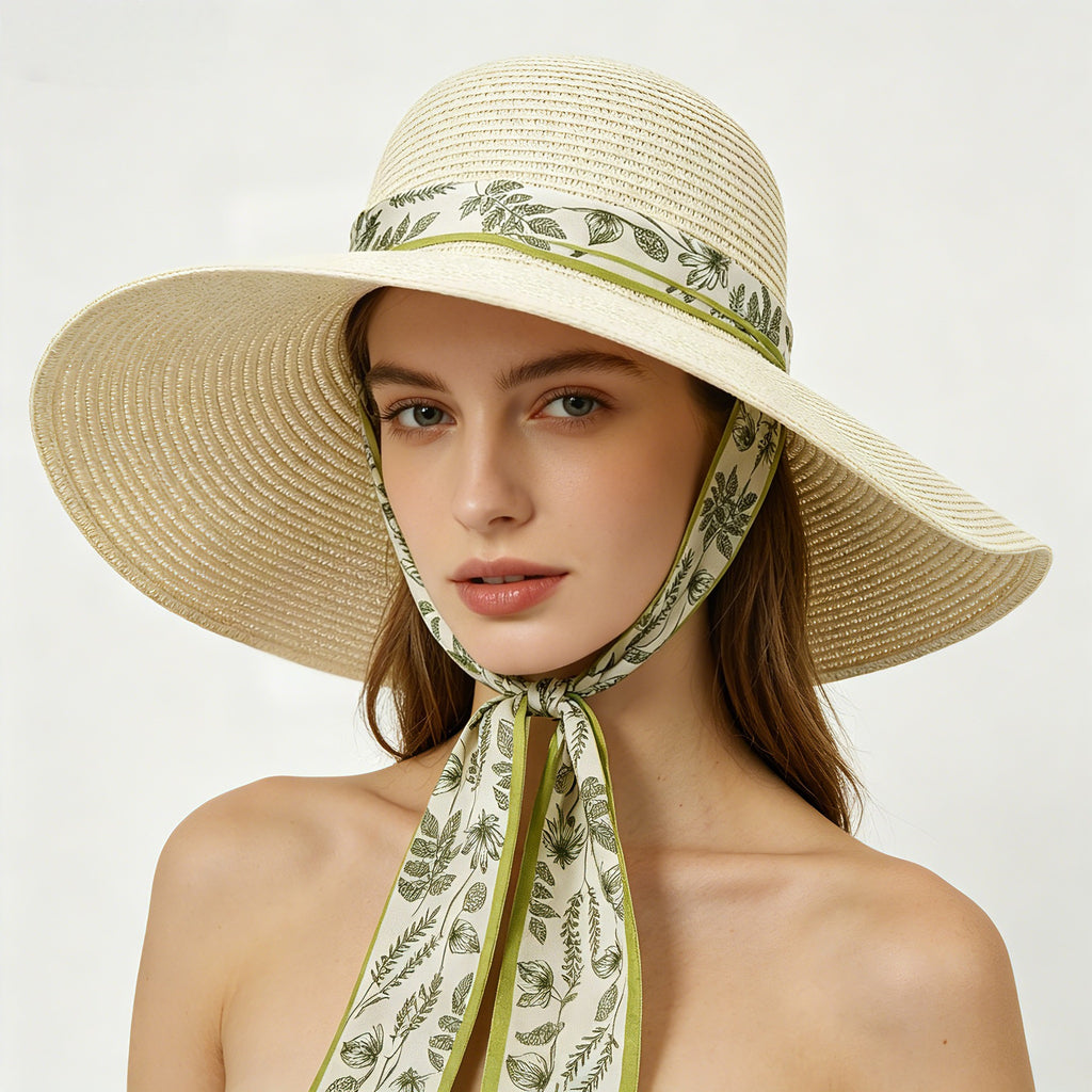 Wide Brim Hat with Removable Scarf Band