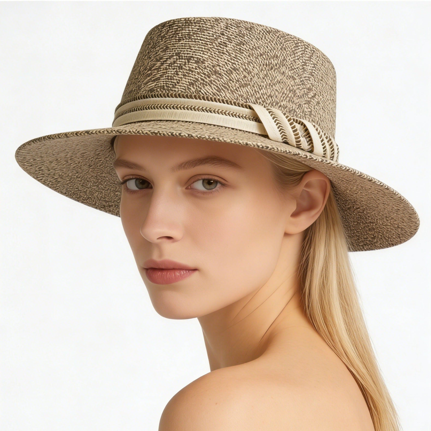 Linen Fiber Cone Wide Brim Hat