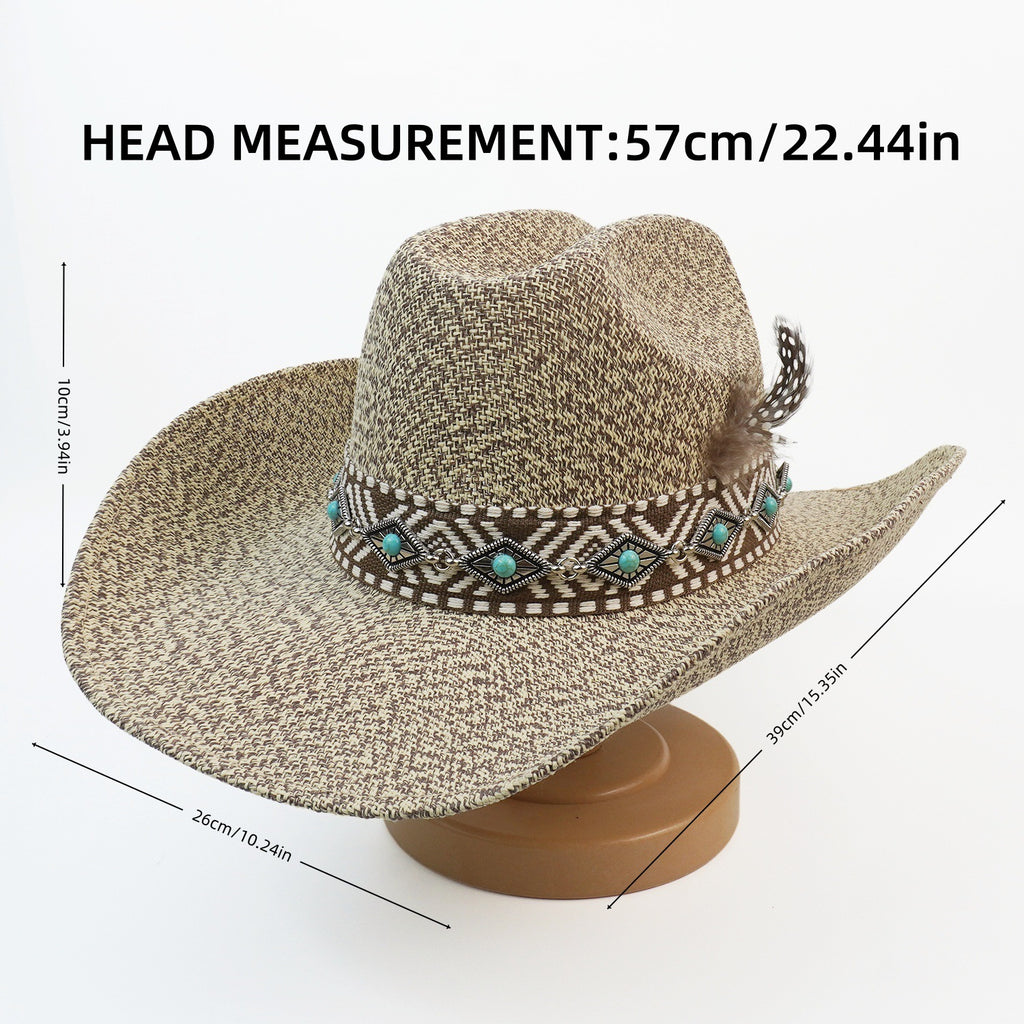 Vintage Woven Wide Brim Cowboy Hat