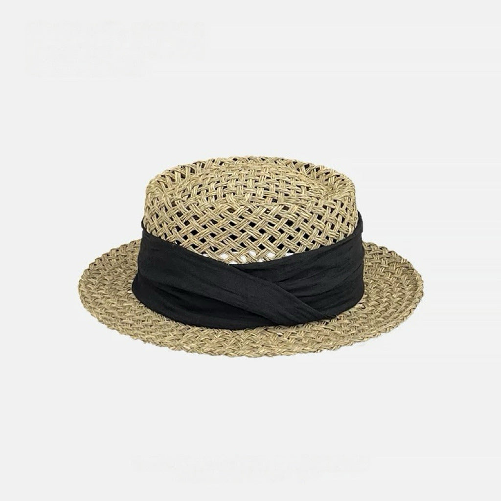 Woven Straw Wide Brim Hat with Bow Band