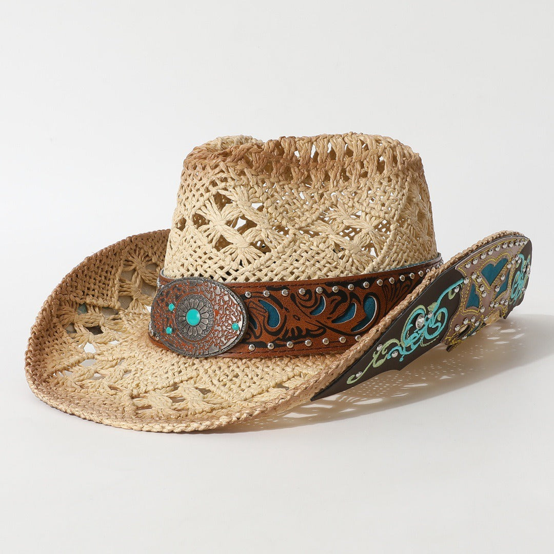 Vintage Open Weave Wide Brim Cowboy Hat