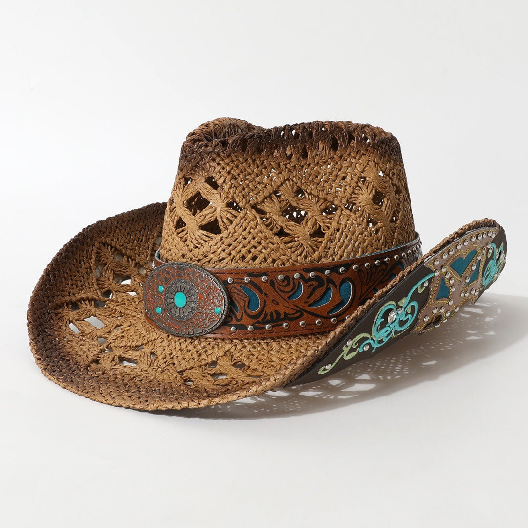 Vintage Open Weave Wide Brim Cowboy Hat