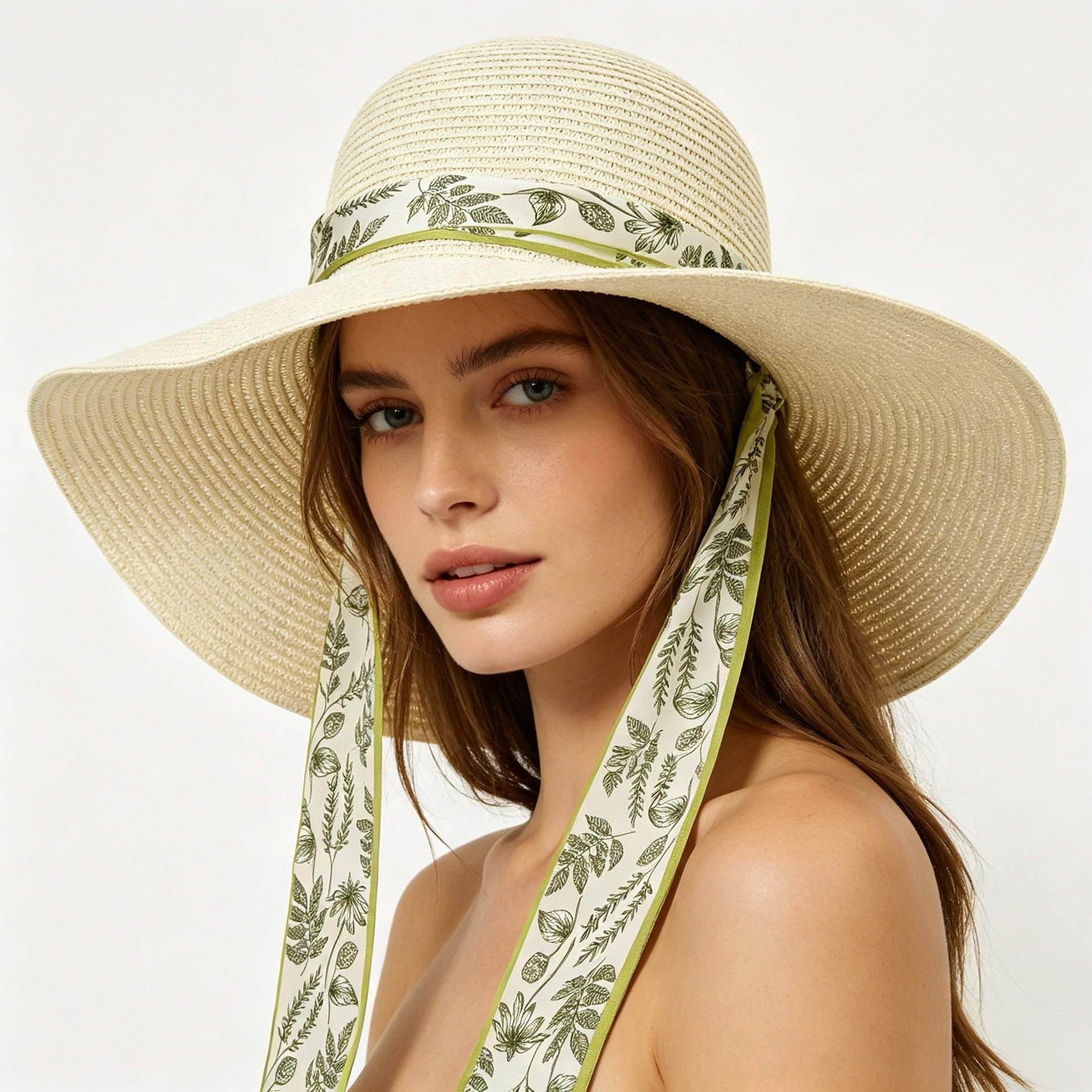 Wide Brim Hat with Removable Scarf Band