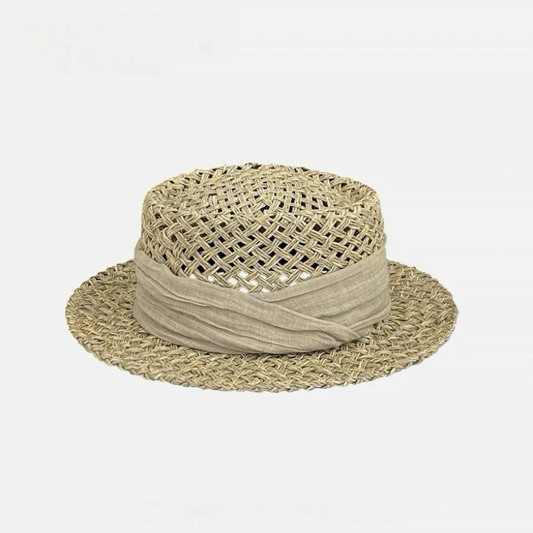 Woven Straw Wide Brim Hat with Bow Band