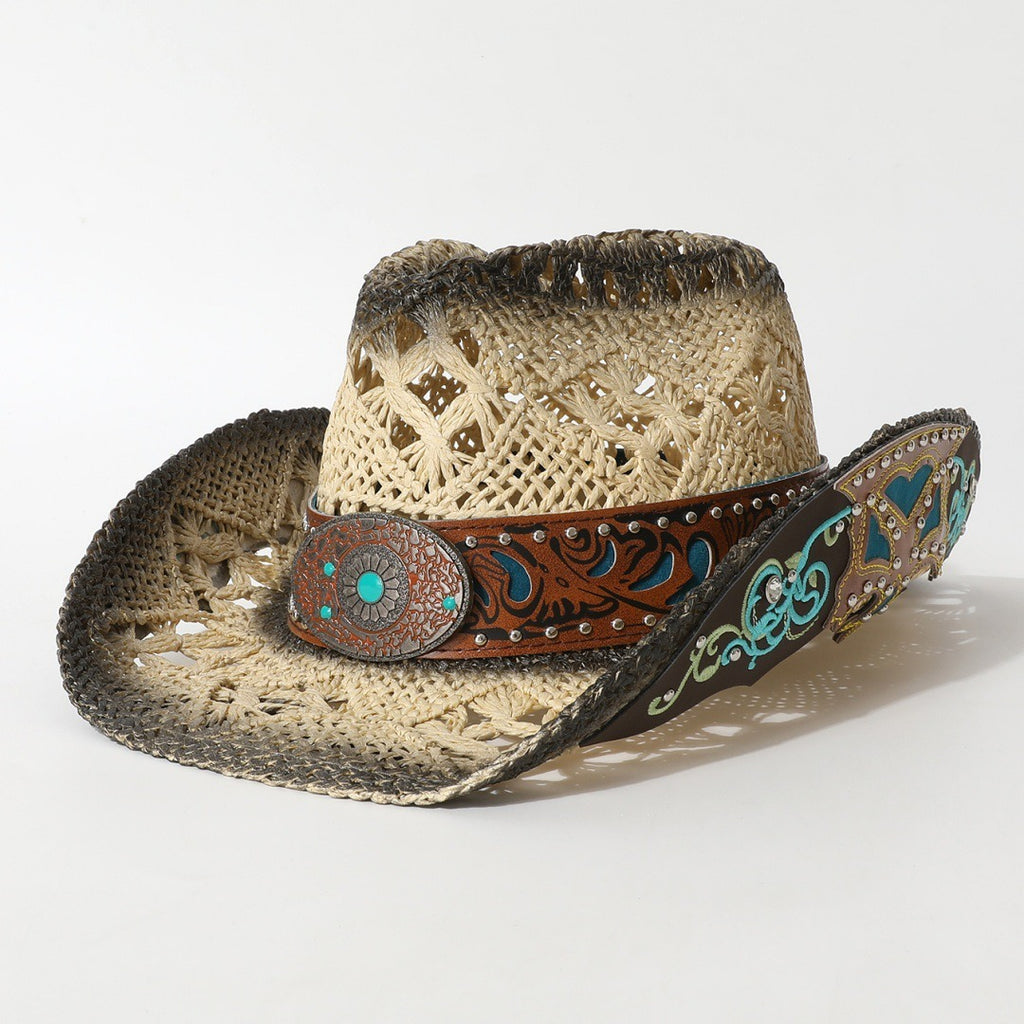 Vintage Open Weave Wide Brim Cowboy Hat
