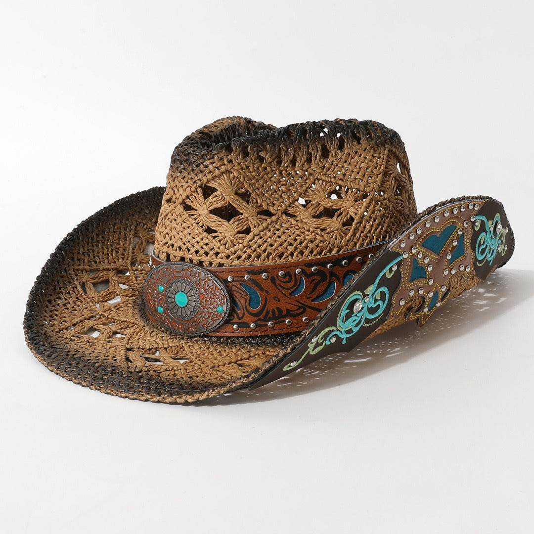Vintage Open Weave Wide Brim Cowboy Hat