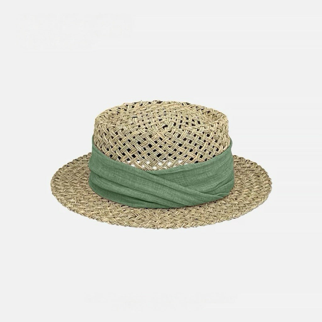 Woven Straw Wide Brim Hat with Bow Band